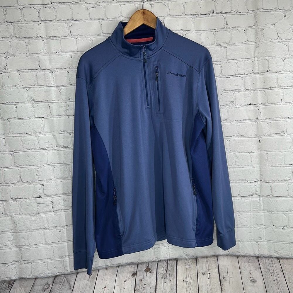 Vineyard Vines Mens Performance Jersey Blue Quarter Zip Track Jacket M LOOK